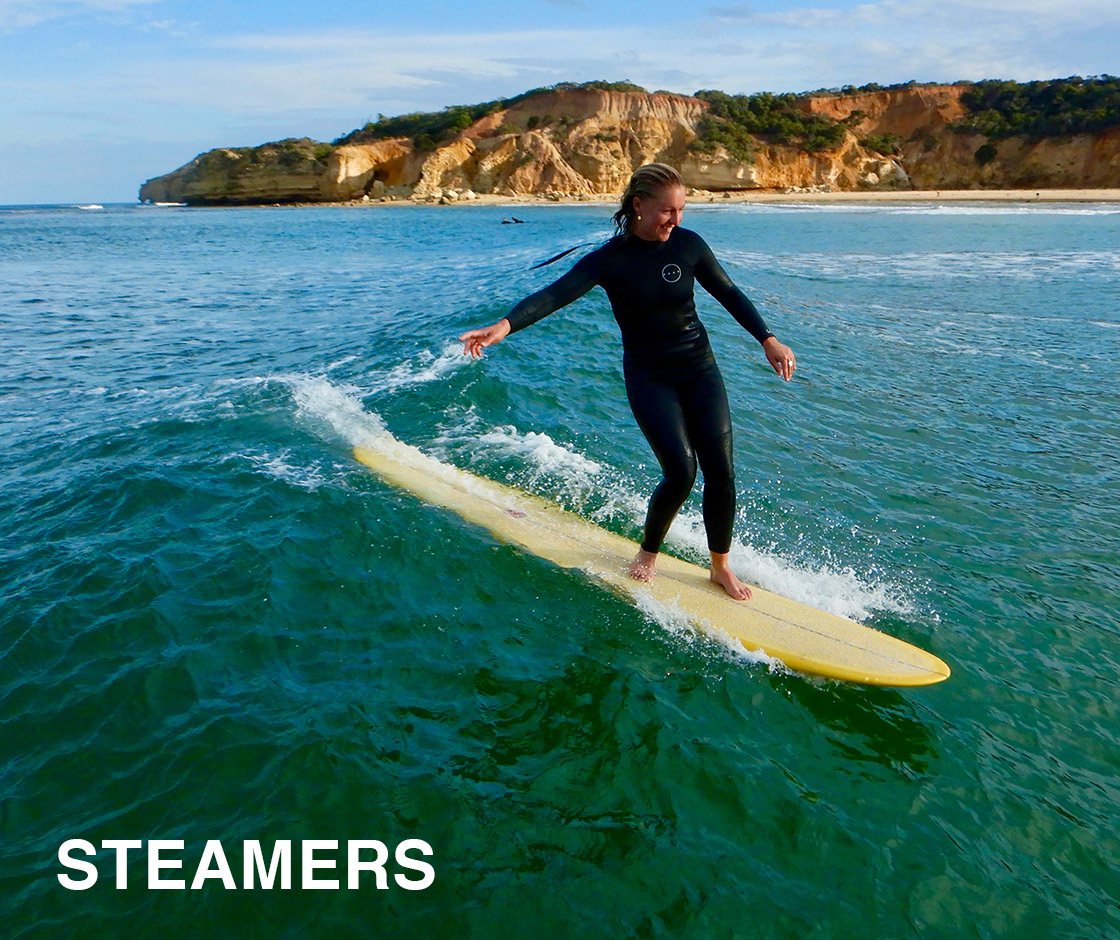 Girl Surfing in Steamer